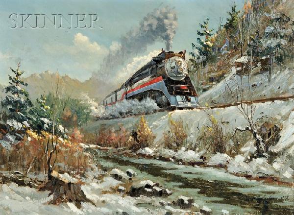 David Tutwiler (American, b. 1952), American Freed: David Tutwiler (American, b. 1952) American Freedom Train Signed and dated "David Tutwiler 1975" l.r., titled on the reverse. Oil on canvas, 22 x 30 in. (55.9 x 76.2 cm), framed. Condition