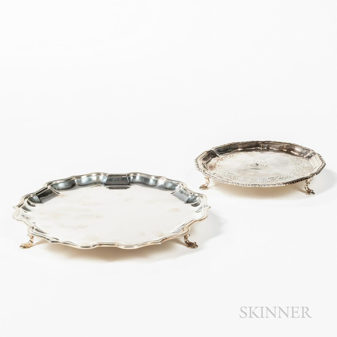 Two English Sterling Silver Salvers, London, one 1764, (1 of 1)
