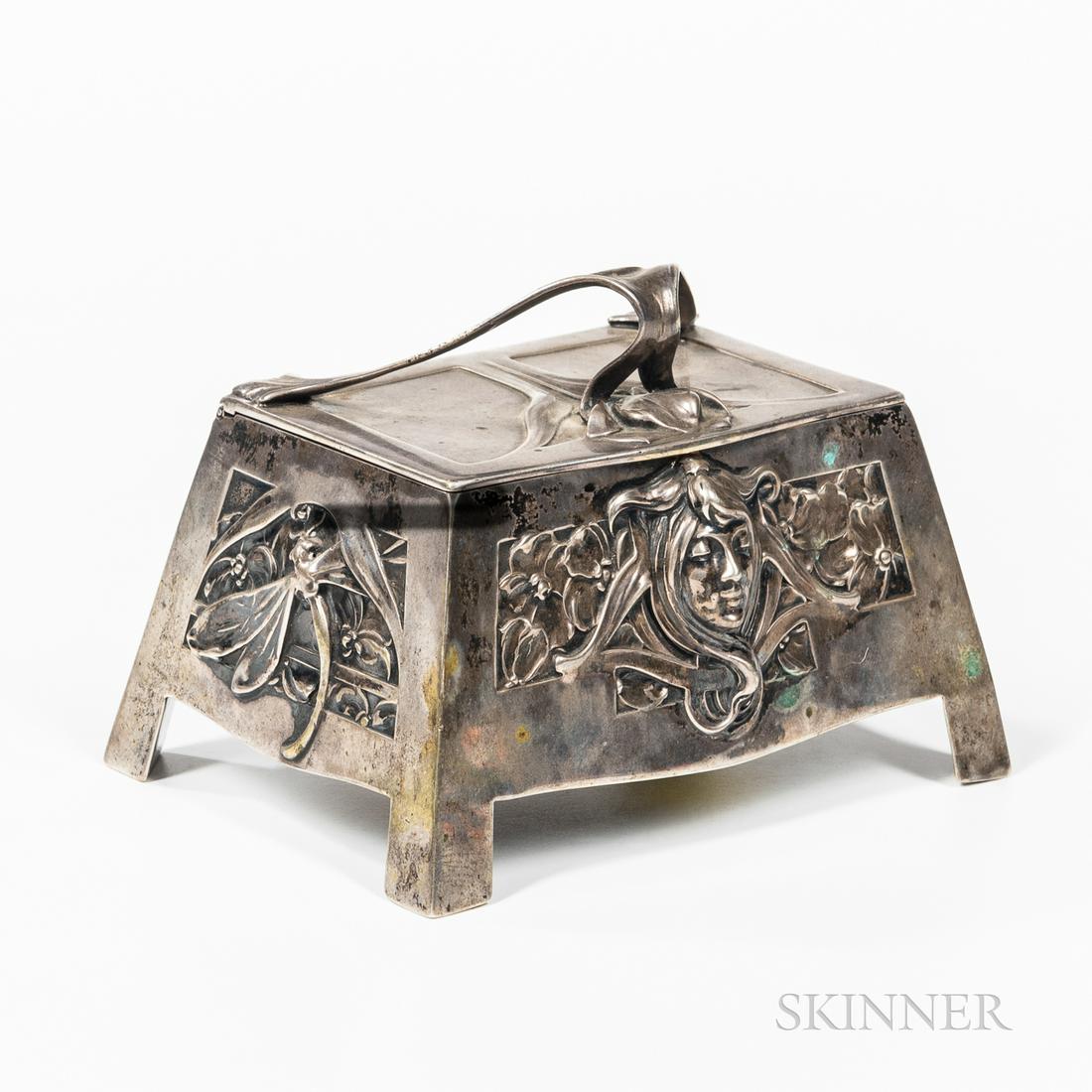 German Art Nouveau .800 Silver Lidded Box, Heilbronn, (1 of 1)