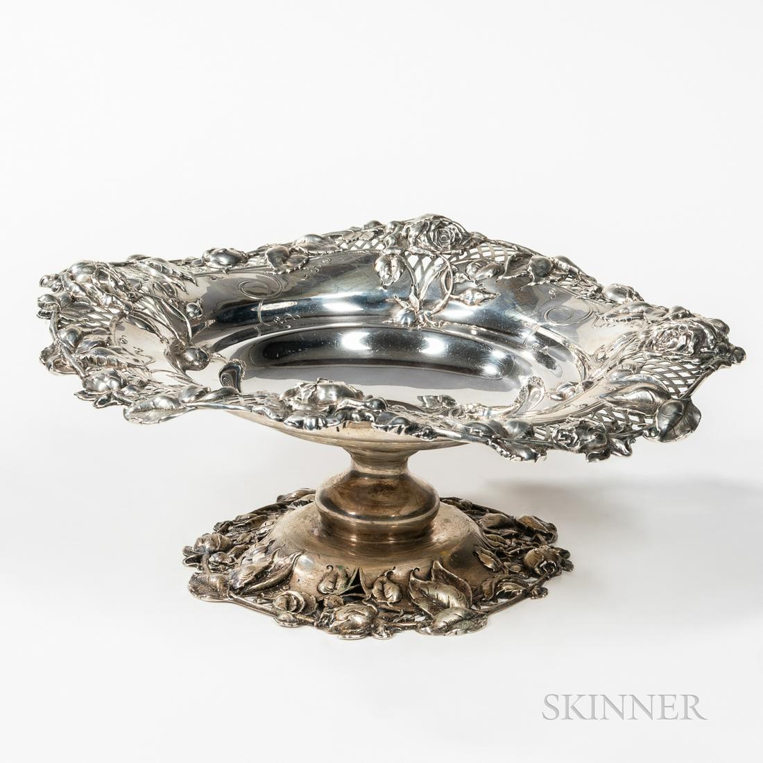 Sterling Silver Floral Pedestal Dish, America, 20th (1 of 1)