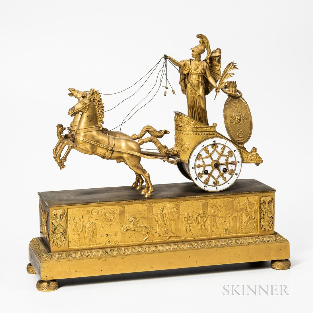 Empire Gilt-bronze Mantel Clock, France, 19th century, (1 of 17)