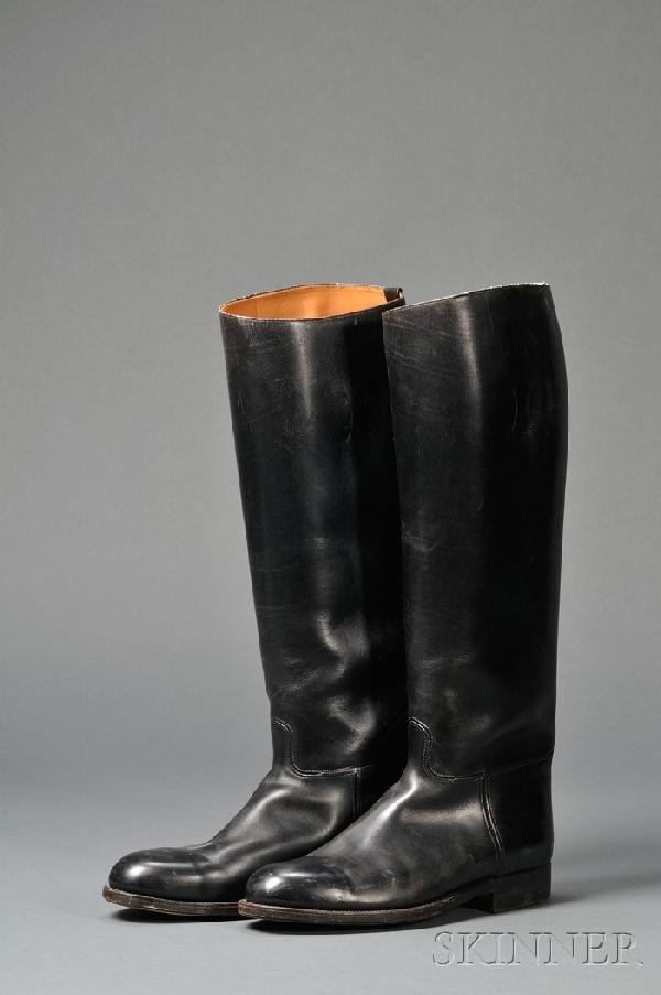 Pair of Abercrombie & Fitch Men's Leather Riding B: Pair of Abercrombie & Fitch Men's Leather Riding Boots, stamped John Jacob Astor, size 12E, ht. 21 1/2 in. Note: These riding boots, stamped "John Jacob Astor" may have belonged to John Jacob Astor IV