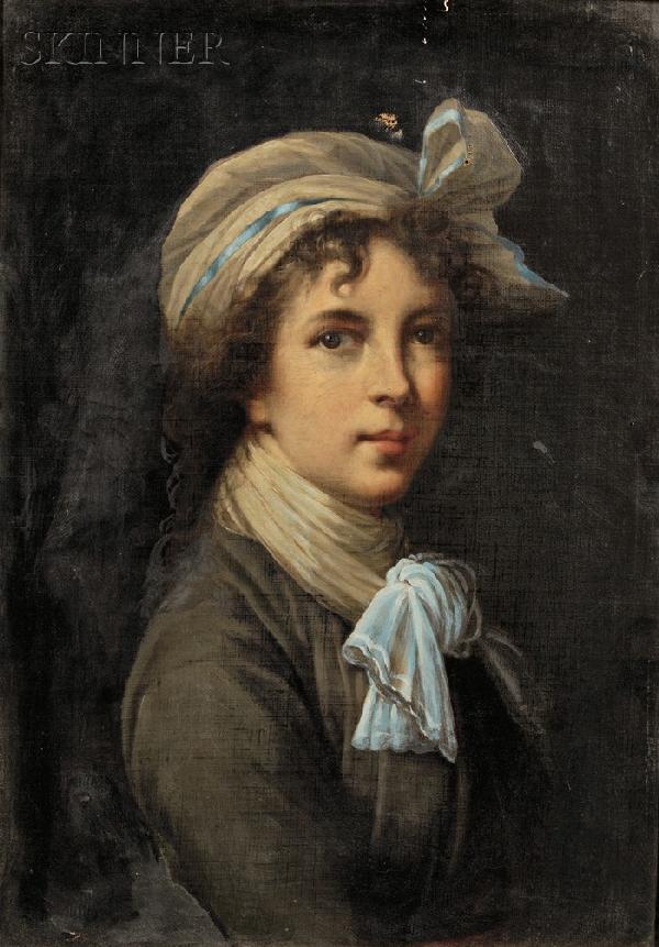 Charles Bianchini (French, 1860-1905) Copy of a Se: Charles Bianchini (French, 1860-1905) Copy of a Self Portrait by Elisabeth Louise Vig?e Le Brun (French, 1755-1842) Signed "C. Bianchini" on the reverse. Oil on canvas, 23 1/4 x 16 1/2 in., framed. Co