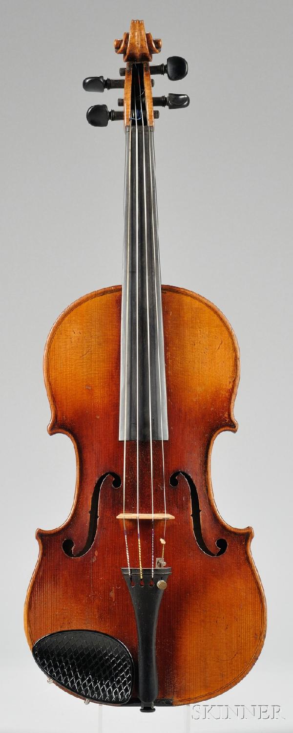 German Violin, c. 1925, labeled ...STRADIVARIUS...: German Violin, c. 1925, labeled ...STRADIVARIUS..., length of back 356 mm. ,