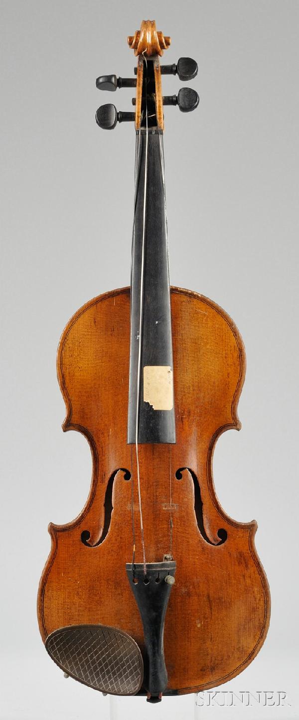 Modern Violin, Hans Schirmer, c. 1930, branded int: Modern Violin, Hans Schirmer, c. 1930, branded internally, length of back 355 mm, with case.