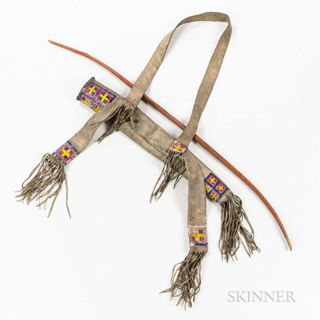 Northern Plains Child's Quilled Bowcase, Quiver, and (1 of 3)