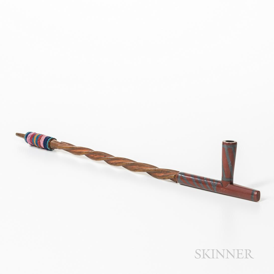 Central Plains Twisted Stem with Catlinite Pipe Bowl (1 of 2)