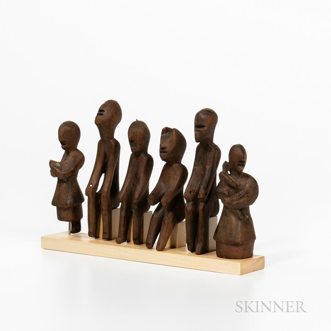 Six Northwest Coast Wood Canoe Figures (1 of 4)