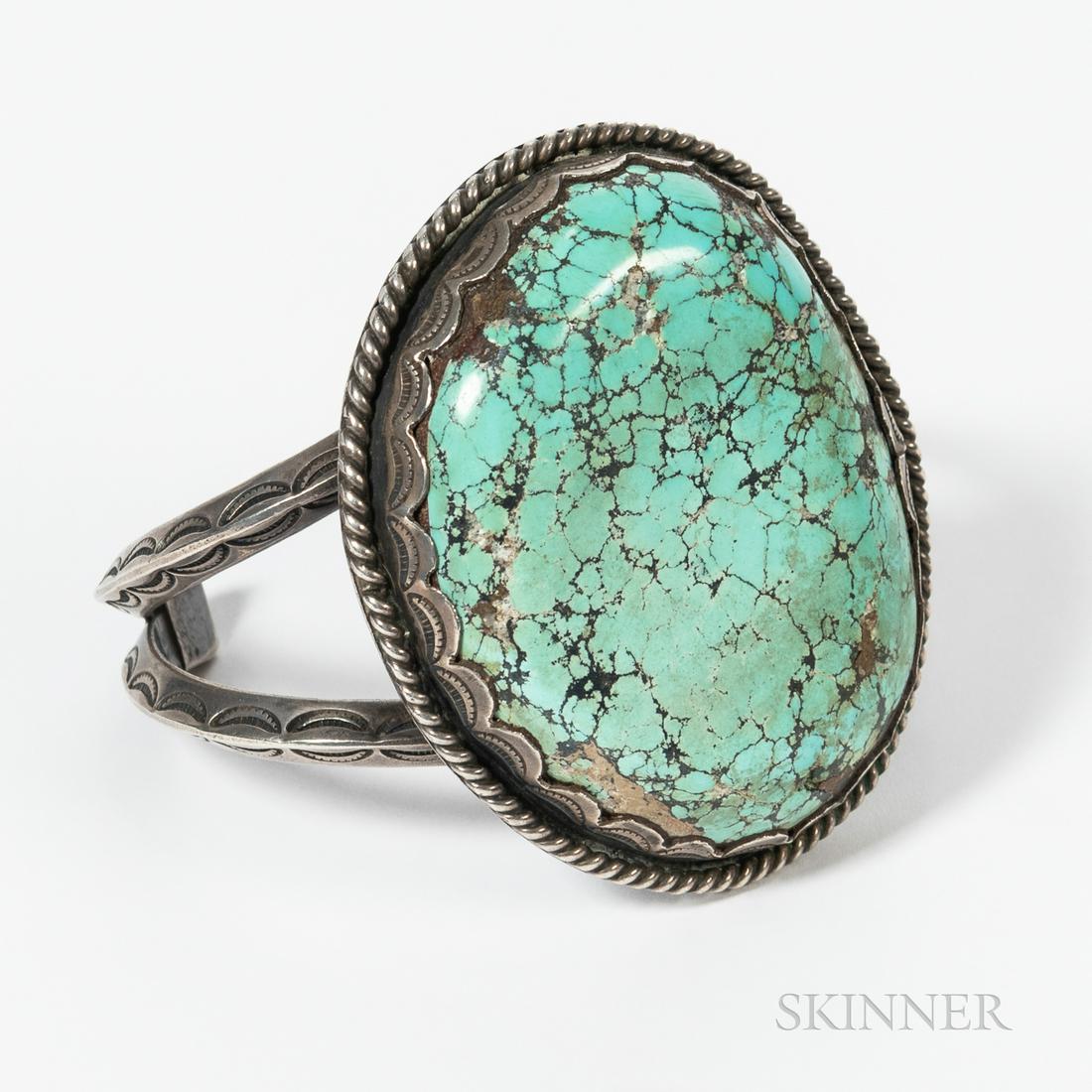 Navajo Silver and Turquoise Bracelet (1 of 3)