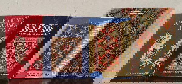 Four Caucasian Rug Books, Caucasian Rugs, by Ulric: Four Caucasian Rug Books, Caucasian Rugs, by Ulrich Schurmann (damage to dust jacket); The Caucasus, Traditions in Weaving, by James D. Burns, 1987; Kazak, by Raoul Tschebull, 1971, (roughne