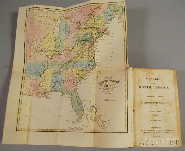Hall, Basil (1788-1844), Travels in North America : Hall, Basil (1788-1844), Travels in North America in the Years 1827 and 1828, Edinburgh, 1830, Volume I only, with hand-colored folding map, three quarter morocco, 8vo.