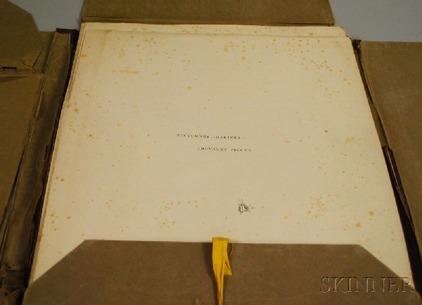 (Whistler, James Abbott McNeill (1834-1903)), Noct: (Whistler, James Abbott McNeill (1834-1903)), Noctures, Marines, London, late 19th century, with twenty-four photo reproductions of Whistler's works, loose as issued, in folio case, folio, (loss to wr