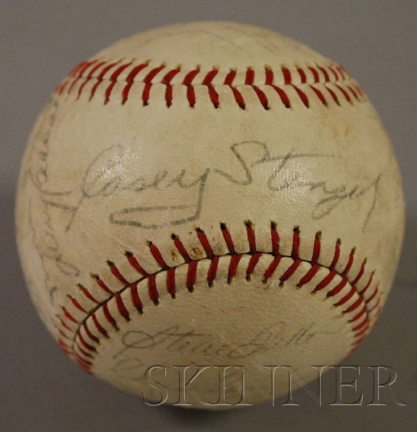 1963 New York Mets Team Autographed Baseball, incl: 1963 New York Mets Team Autographed Baseball, including Stengel, Gonder, Willey, Cisco, Hicks, Kanehl, White, Burright, Dillon, Cannizzano, Jackson, Smith, Schreiber, Thomas, Coleman, Hook, Moran, etc
