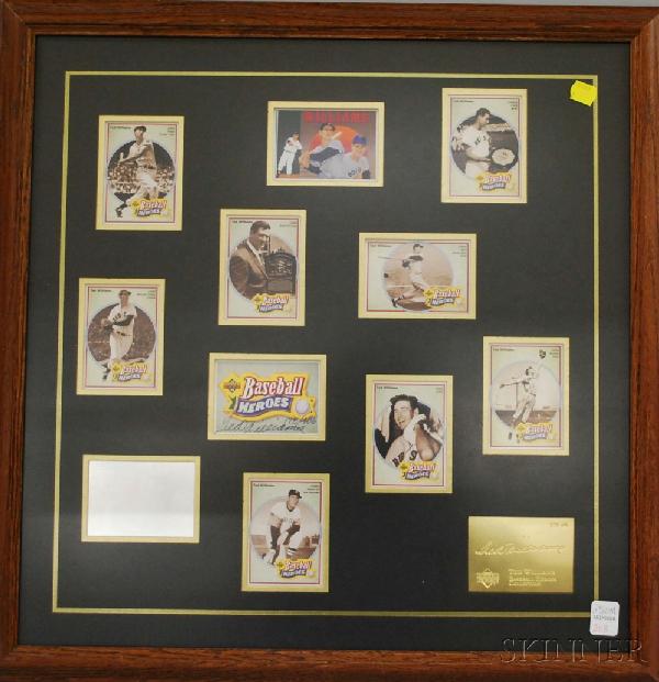 Framed Ted Williams Autographed Set of Eleven Uppe: Framed Ted Williams Autographed Set of Eleven Upper Deck, "Baseball Heroes," Ted Williams Cards, autographed and numbered cover card, edition 178/406, with PSA certificate of authenticity.