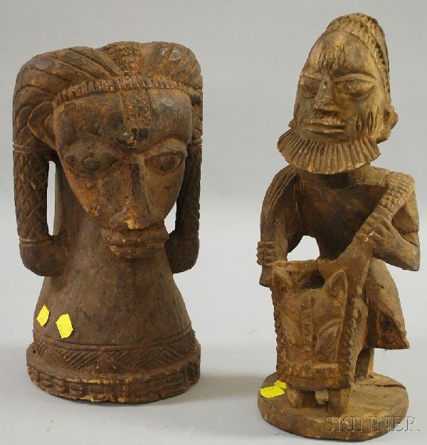 Two Yoruba African Wooden Carvings, ht. 13 and 14 : Two Yoruba African Wooden Carvings, ht. 13 and 14 in.
