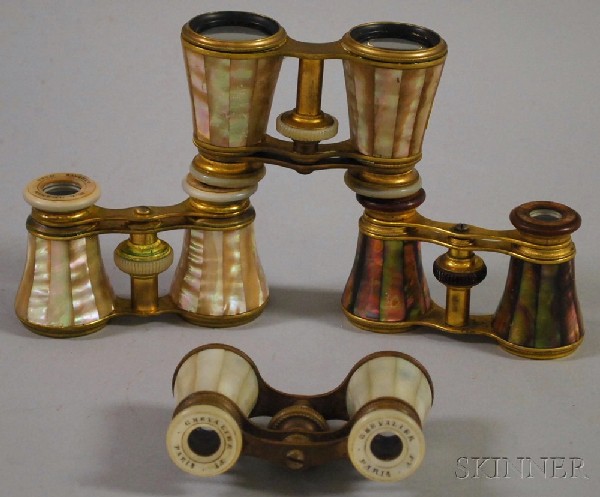 Four Pairs of French Mother-of-pearl-clad Opera Gl: Four Pairs of French Mother-of-pearl-clad Opera Glasses.