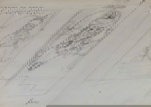 Jack Levine (American, b. 1915) Schelomo Signed ": Jack Levine (American, b. 1915) Schelomo Signed "JLevine" l.r., titled within the drawing, inscribed with a shopping list on the reverse; titled and inscribed in pen on the back of the mat, with a l