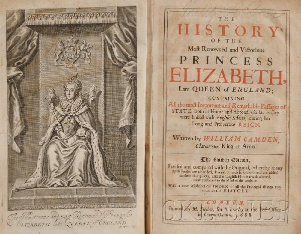 Camden, William (1151-1623), The History of the Mo: Camden, William (1151-1623), The History of the Most Renowned and Victorious Princess Elizabeth, late Queen of England, London: M. Flesher for R. Bentley, 1688, fourth edition, contemporary calf, foli