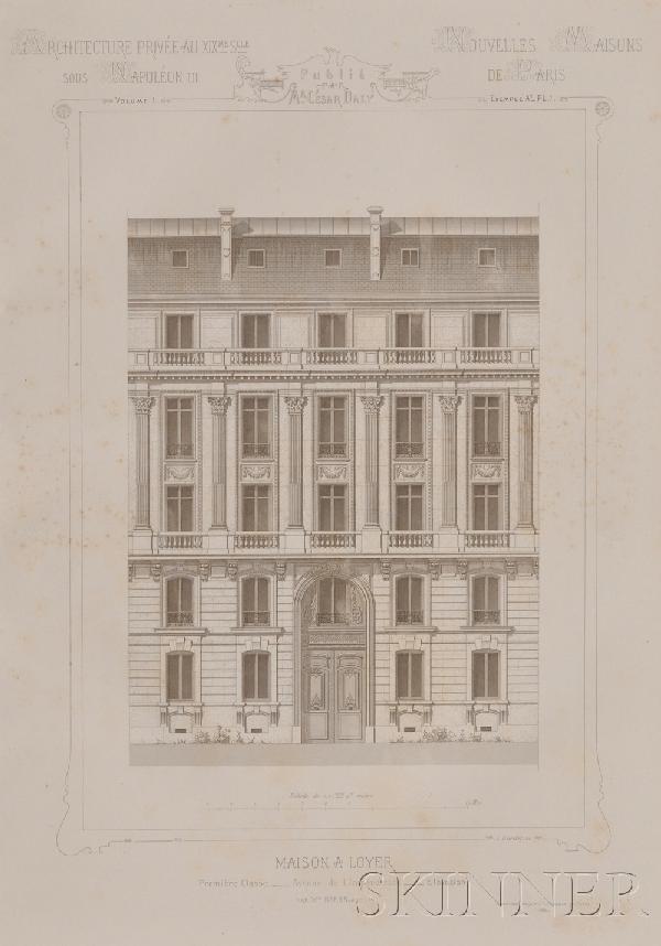 (Architecture, French), Daly, Cesar, Two titles; M: (Architecture, French), Daly, Cesar, Two titles; Motifs Historiques D'architecture et De Sculpture D'ornement, Paris: Librairie Generale de L'architecture & Des Travaux Publics, 1870, two volumes, gil