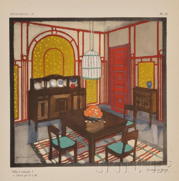 (Interior Design, Art Deco), Moussinac, Leon, Inte: (Interior Design, Art Deco), Moussinac, Leon, Interieurs II, Paris: Editions Albert Levy, 1924, half cloth, loose as issued in folio, with black and white and colored plates, folio, (spine and hinges 