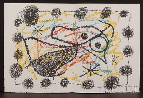 Miro, Joan (1893-1974) and Goll, Ivan (1891-1950),: Miro, Joan (1893-1974) and Goll, Ivan (1891-1950), Bouquet de Reves pour Neila, Paris: Mourlot, 1967, original pictorial wraps with glassine wrapper and cloth slip-case, with pictorial frontispiece an