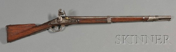 Contract Flintlock Musket, New Haven, Connecticut, : Contract Flintlock Musket, New Haven, Connecticut, early 19th century, 27-inch round barrel, steel furniture including lockplate with engraved eagle mark and "NEW HAVEN.," carved walnut stock, steel r
