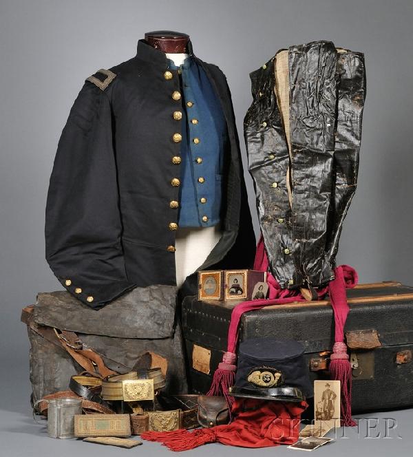 The Civil War Campaign Chest of 2nd Lt. John Davis: The Civil War Campaign Chest of 2nd Lt. John Davis Edgell (1836-1917), Gardner, Massachusetts, including his dark blue wool 53rd Massachusetts Volunteer Infantry Regiment nine button officer's frock c