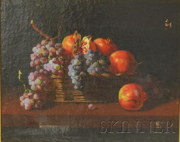 Manuel Ventura Millßn (Spanish, 1923-1984) Lot of T: Manuel Ventura Millßn (Spanish, 1923-1984) Lot of Two Framed Still Lifes: Green Grapes and Purple Grapes and Pomegranates in a Basket. Both signed "M.V. Millßn" l.r., Purple Grape