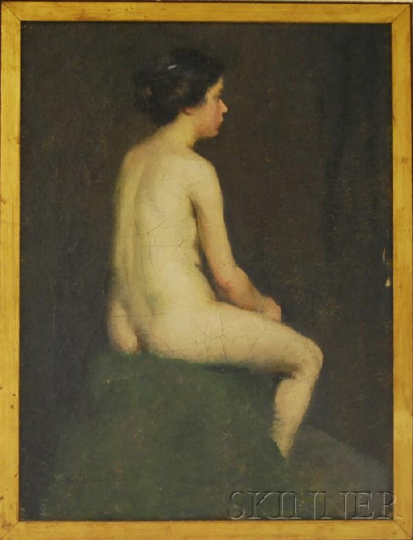 Carl John David Nordell (American, 1885-1957) Nude: Carl John David Nordell (American, 1885-1957) Nude Figure Study. Signed "Nordell" l.l. Oil on canvas, 16 x 12 in., framed (in a frame liner). Condition: Craquelure, surface grime. N.B. The lot is acco