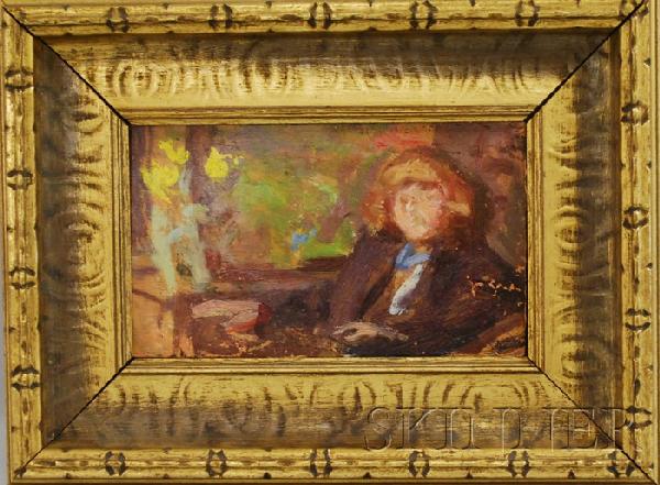 Ellen Day Hale (American, 1855-1940) Portrait Sket: Ellen Day Hale (American, 1855-1940) Portrait Sketch of Philip Hale by the Window. Stamped "ELLEN DAY HALE 1855-1940 COLLECTION" and inscribed "ELLEN DAY HALE...ca. 1878-80" in a later hand on the