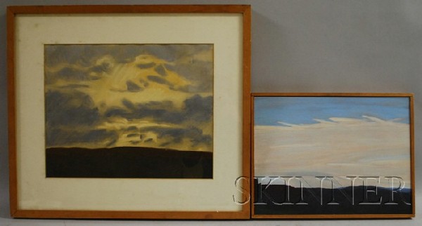 Lot of Two Framed Landscapes by Jonathan A. Scovil: Lot of Two Framed Landscapes by Jonathan A. Scoville (American, 1937-1996) One signed "J.A. Scoville III 197..." l.r., stamped "Jonathan A. Scoville/West Cornwall/Connecticut" on the reverse of the fr