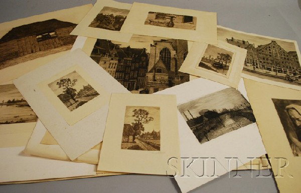 Lot of 55 Unframed Etchings by Anna Elisabeth Bate: Lot of 55 Unframed Etchings by Anna Elisabeth Batelt (Continental, b. 1869) Various subjects, many images with multiples. Many pencil signed, most also monogrammed or signed in the plate. Sheet sizes 