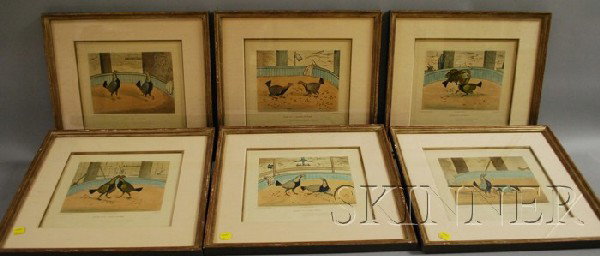C.R. Stock (British, 19th Century), After Henry Al: C.R. Stock (British, 19th Century), After Henry Alken (British, 1785-1851) Lot of Six Prints: Cock Fighting, Plates 1 to 6. Each inscribed "Drawn & Engraved by C.R. STOCK" within the matrix l.l. and "