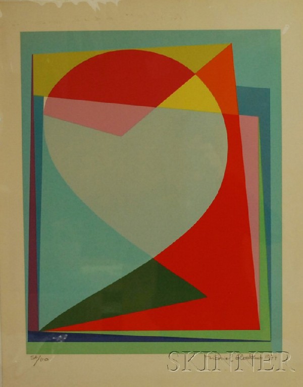 Lot of Two Untitled Abstract Color Lithographs by : Lot of Two Untitled Abstract Color Lithographs by Michiel Gloeckner (American, 1915-1989), both signed and dated "Michiel Gloeckner 1974" in pencil l.r. and numbered l.l., sheet sizes to 28 1/2 x 21 i