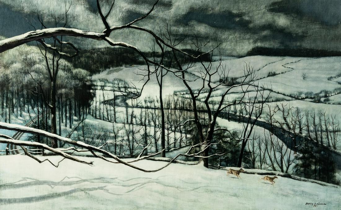 Barclay Lawrence Jacob Rubincam (American, 1920-1978): Barclay Lawrence Jacob Rubincam (American, 1920-1978) Sconnelltown Hill Signed and dated "Barclay Rubincam/78-" l.r., identified and dated "...March 1978" on the artist's label affixed to the reverse.