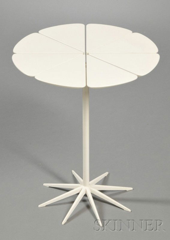 Richard Schultz Petal Collection Table Painted woo: Richard Schultz Petal Collection Table Painted wood and aluminum Design date c. 1960, United States, fourth quarter 20th century Circular top comprised of eight radiating petals in white paint on cyli