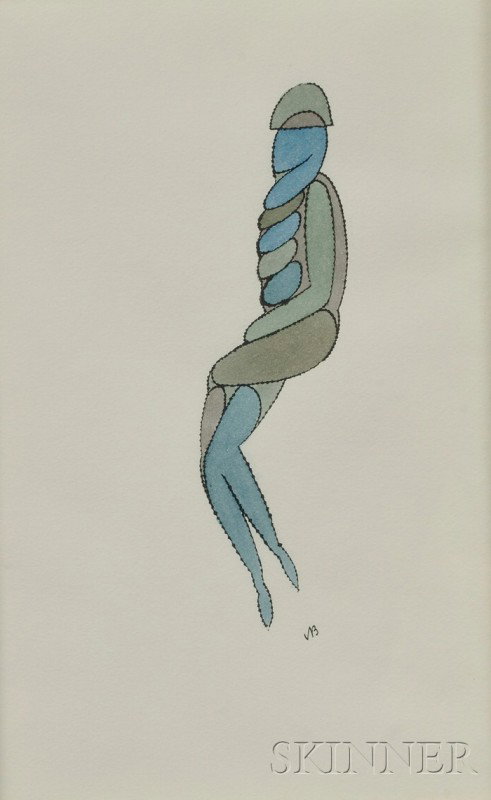 Varujan Boghosian (Armenian/American, b. 1926 ) Un: Varujan Boghosian (Armenian/American, b. 1926 ) Untitled [Figure] Initialed "VB" l.r. Watercolor and ink on paper, sight size 11 x 7 in., framed. Condition: Not examined out of frame.