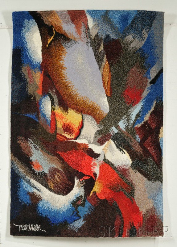 Leonardo M. Nierman (American, b. 1932) Genesis Si: Leonardo M. Nierman (American, b. 1932) Genesis Signed "Nierman" within the pile l.l. Wall hanging, 70 x 47 in., with wall mounts sewn into the reverse. Condition: Good.