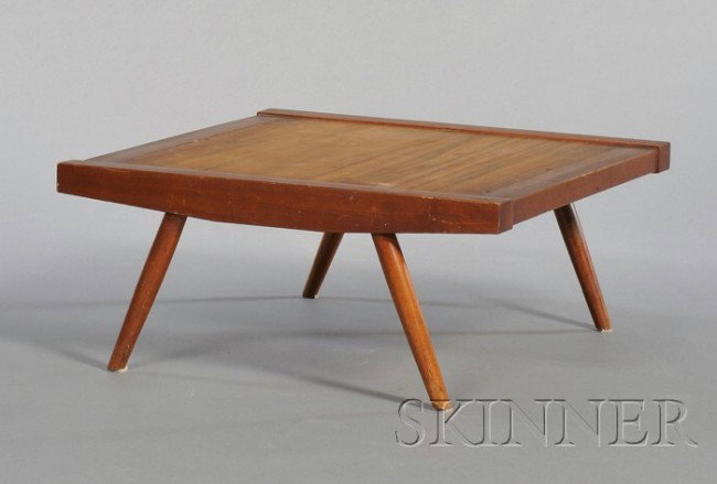 George Nakashima (1905-1990) Ottoman Hardwood New : George Nakashima (1905-1990) Ottoman Hardwood New Hope, Pennsylvania, c. 1954 Platform with breadboard ends raised on tapering cylindrical legs, without cushion, ht. 10 3/4, wd. 24, dp. 24 1/8 in. Pro