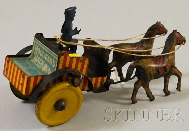 Ferdinand Strauss "Hooligan's Hack" Lithographed : Ferdinand Strauss "Hooligan's Hack" Lithographed Wind-up Tin Toy, lg. 8 in.