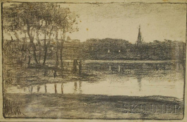 After William Morris Hunt (American, 1824-1879) P: After William Morris Hunt (American, 1824-1879) Photoprocess Reproduction of a Drawing. Monogrammed "WMH" l.l. Sheet size 9 3/8 x 14 1/2 in., framed. Condition: Toning, foxing, sheet mounted to backin