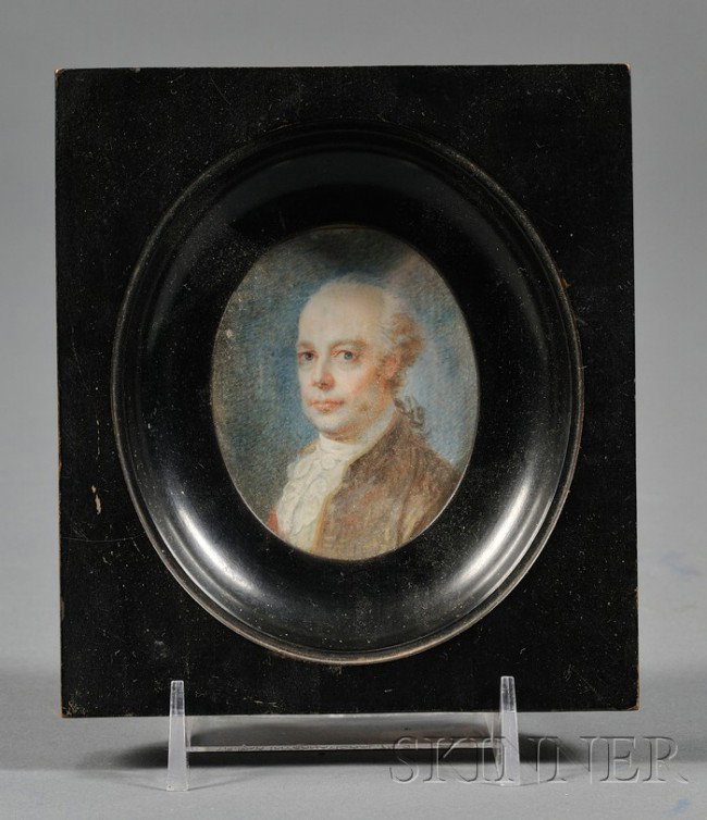 (Manner of Friedrich Fueger), Portrait Miniature o: (Manner of Friedrich Fueger), Portrait Miniature on Ivory of Kaiser Leopold II, late 18th/early 19th century, oval format, unsigned, sight lg. 2 5/8 in., in ebonized rectangular frame.