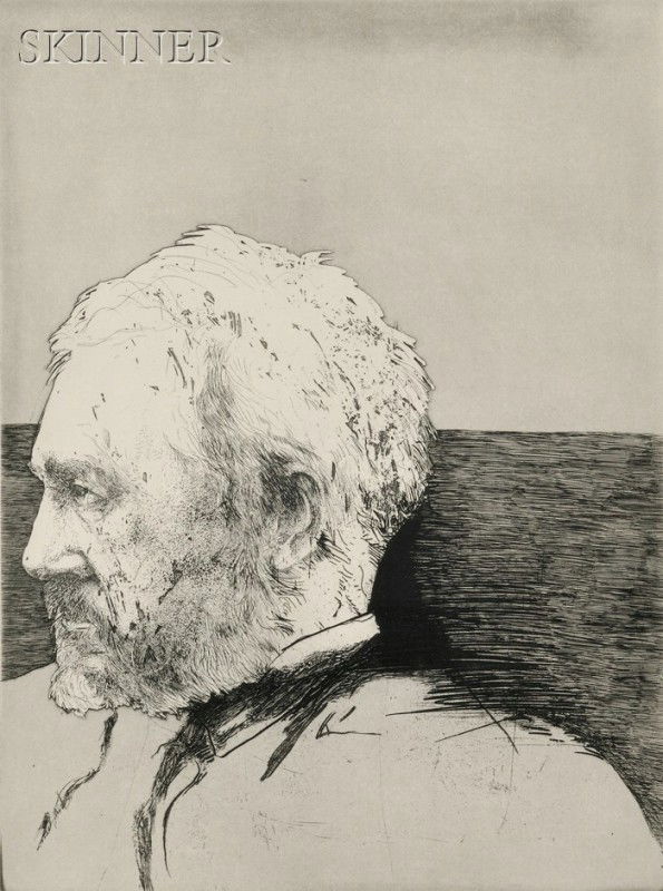 Leonard Baskin (American, 1922-2000) Thomas Eakins,: Leonard Baskin (American, 1922-2000) Thomas Eakins, 1964 (Fern & O'Sullivan, 465). Signed "Baskin" in pencil l.r., titled in pencil l.l., inscribed "artistproof" in pencil l.c. Etching and aquatint on