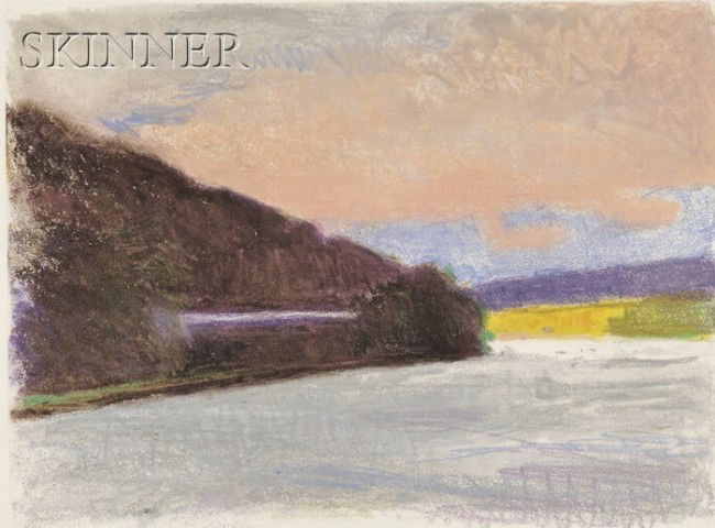 Wolf Kahn (American, b. 1927) Untitled (Connecticut: Wolf Kahn (American, b. 1927) Untitled (Connecticut River), 1997. Signed and dated "W. Kahn '97" in pencil l.r. Color monotype on paper, plate size 11 7/8 x 15 3/4 in. (30.0 x 40.0 cm), framed. Condit