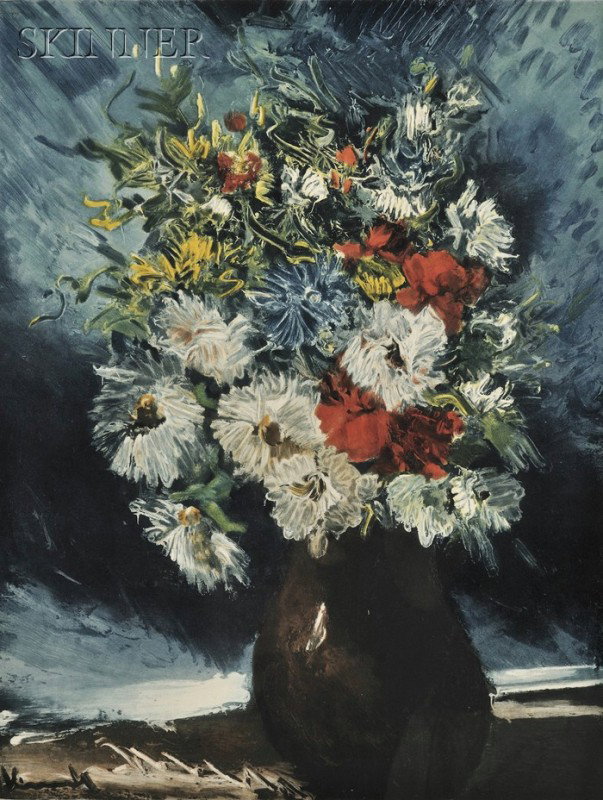 After Maurice de Vlaminck (French, 1876-1958) Bouq: After Maurice de Vlaminck (French, 1876-1958) Bouquet de fleurs, 1958, edition of 100, published by C. Guillard, Paris. Signed "Vlaminck" in pencil l.r. and in the plate, numbered "28/100" in pencil l
