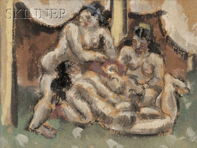 Max Weber (Russian/American, 1881-1961) Beneath th: Max Weber (Russian/American, 1881-1961) Beneath the Canopy Signed and dated "Max Weber 1930" in pencil on the mount l.r., titled on the mount l.l., identified on a label from the Art Institute