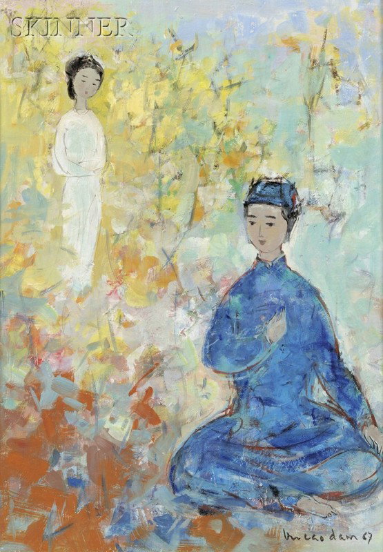 Vu Cao Dam (Vietnamese/French, 1908-2000) L'Inspir: Vu Cao Dam (Vietnamese/French, 1908-2000) L'Inspiration du Poète Signed and dated "Vu cao dam 67" l.r., identified on a presentation plaque, with labels from Findlay Galleries Inc., Chicago an