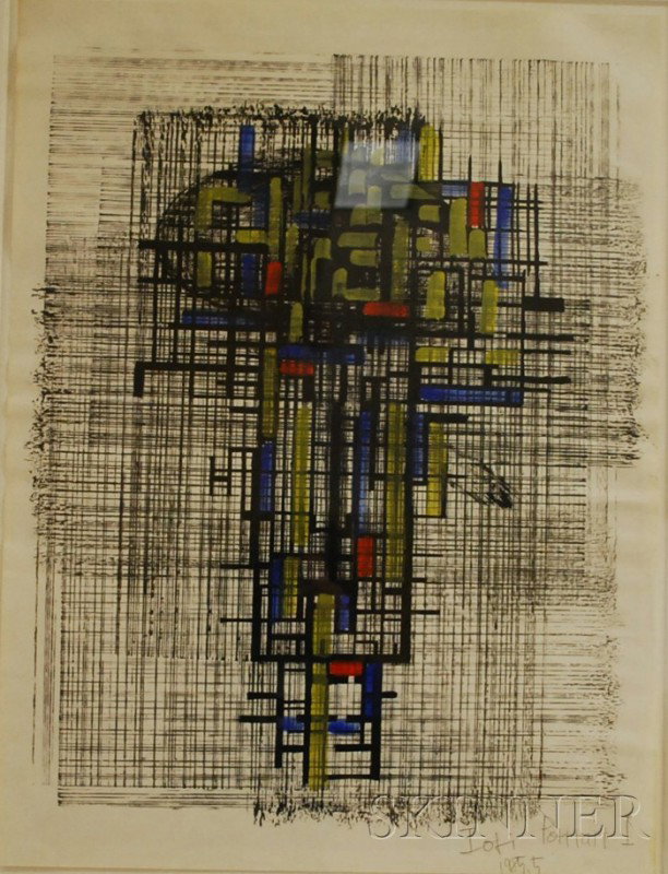 Continental School, 20th Century Portrait I. Signe: Continental School, 20th Century Portrait I. Signed, titled, and dated "Jori Portrait I/1985.5" in pencil l.r. Tempera on paper, sheet size 23 3/4 x 17 3/4 in., framed. Provenance: From the