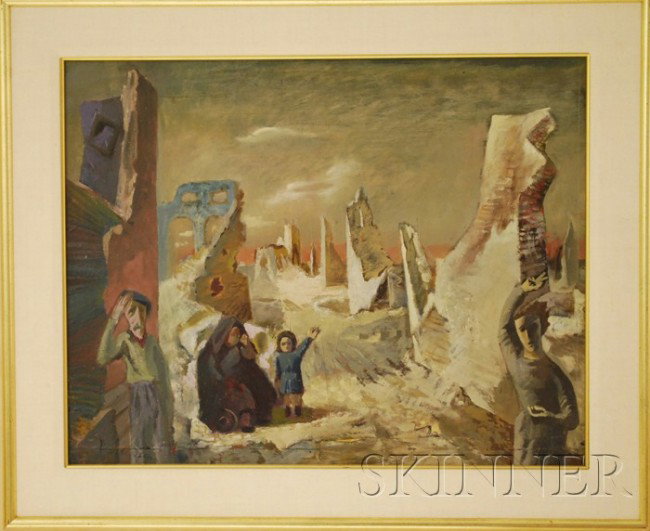 Continental School, 20th Century The Tragedy of Wa: Continental School, 20th Century The Tragedy of War. Signed "Jacobson" l.l. Oil on artist board, 18 1/2 x 24 in., framed. Condition: Craquelure, surface grime.