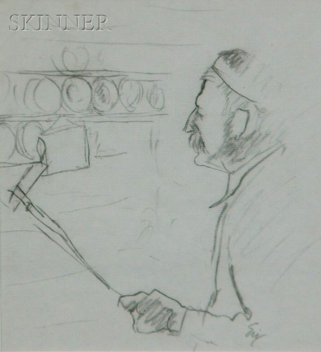 Carl Oscar August Erickson (American, 1891-1958) P: Carl Oscar August Erickson (American, 1891-1958) Portrait of a Man with a Candle. Signed "Eric" l.r., inscribed "Exhibited-/Society of Illustrators/N.Y. - May/June 1984/Eric retrospective" on the back